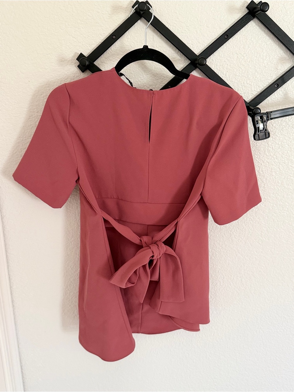 Zara Woman Mauve Side Tie Blouse Short Sleeve Crepe Top Women’s M - Picture 3 of 4